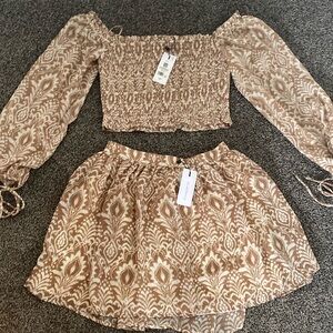 Off the shoulder blouse and midi skirt